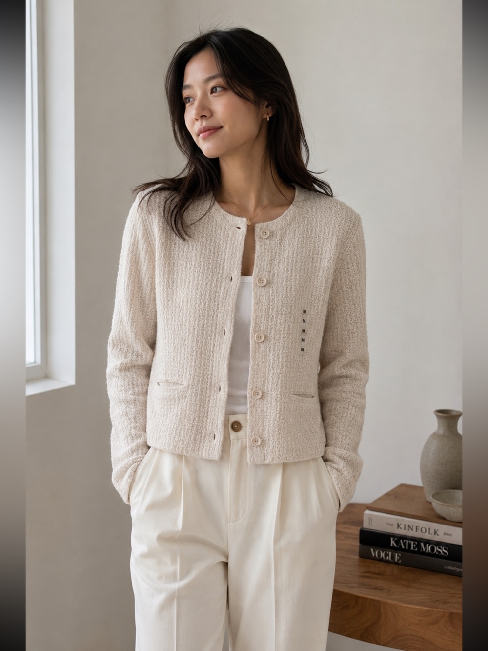 WT- Uniqlo textured cardigan jacket, button front.
M